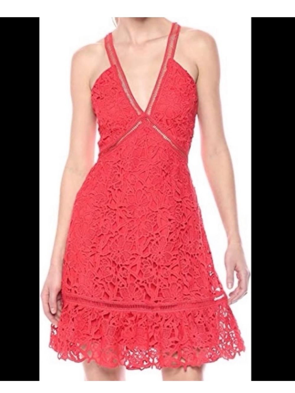 ASTR The Label Red Lace Mini Dress XL NWT Strappy Back Cocktail